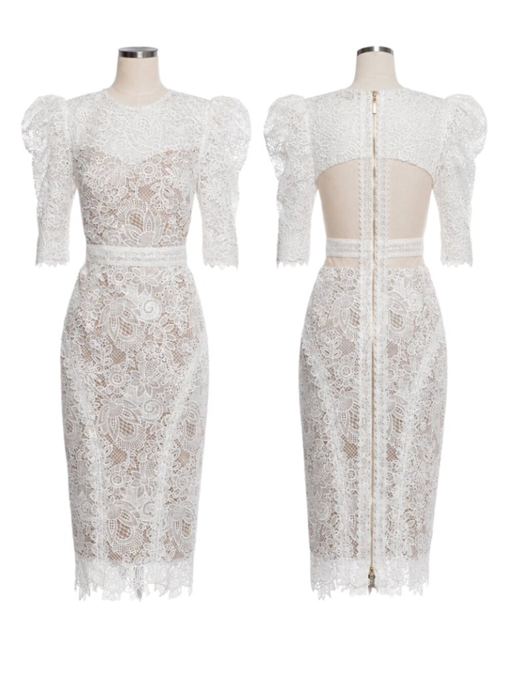 Bronx and Banco Madeleine Lace Dress in White. Size M